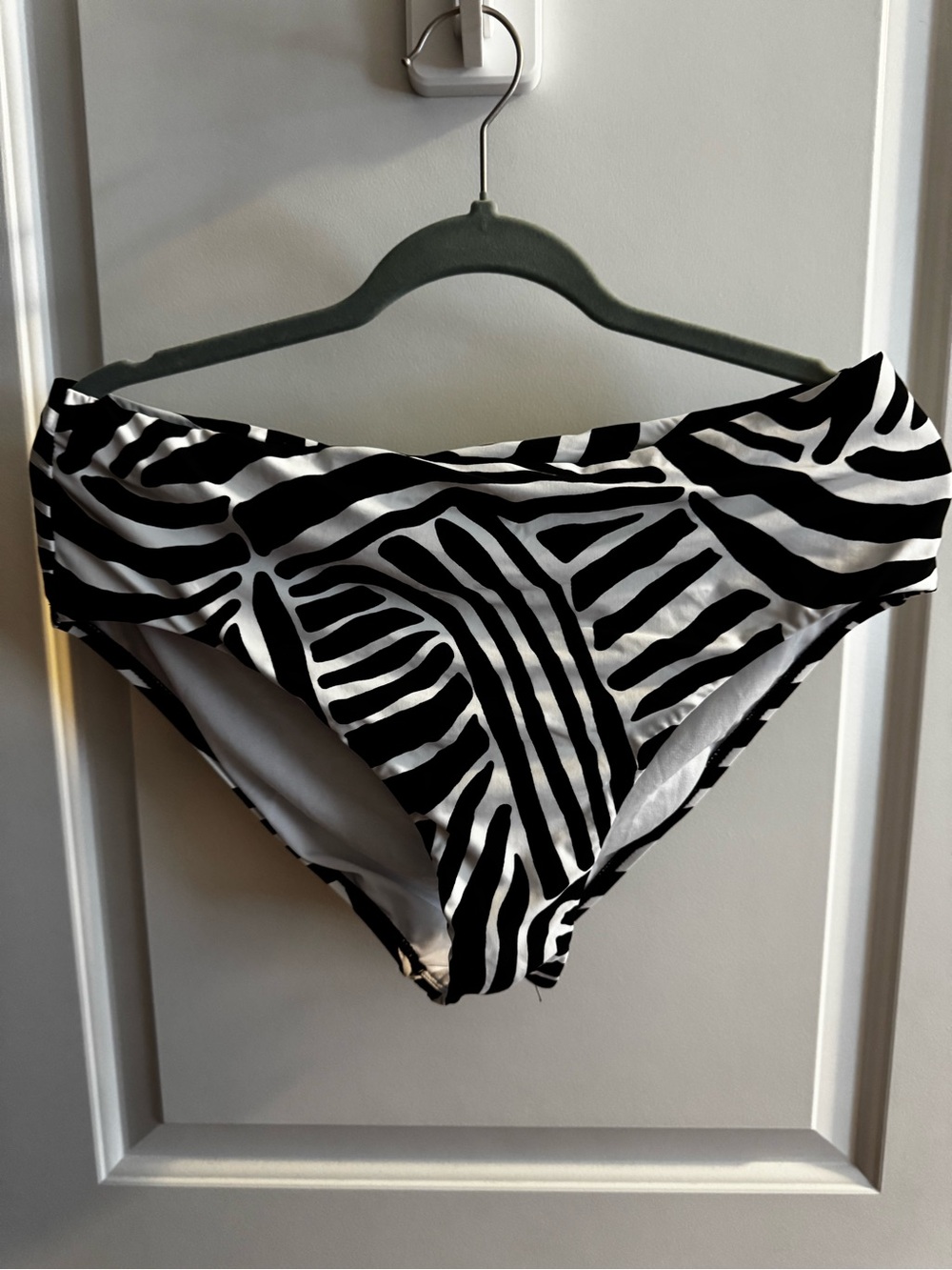 Black & White Zebra High-Waist Bikini Bottom - Women Swim
